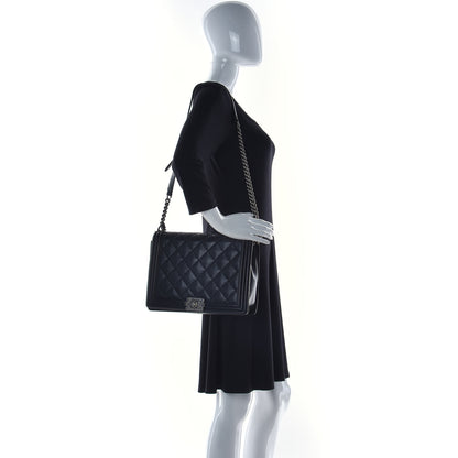 Chanel Calfskin Double Stitch Large Boy Flap Black 2 of 13