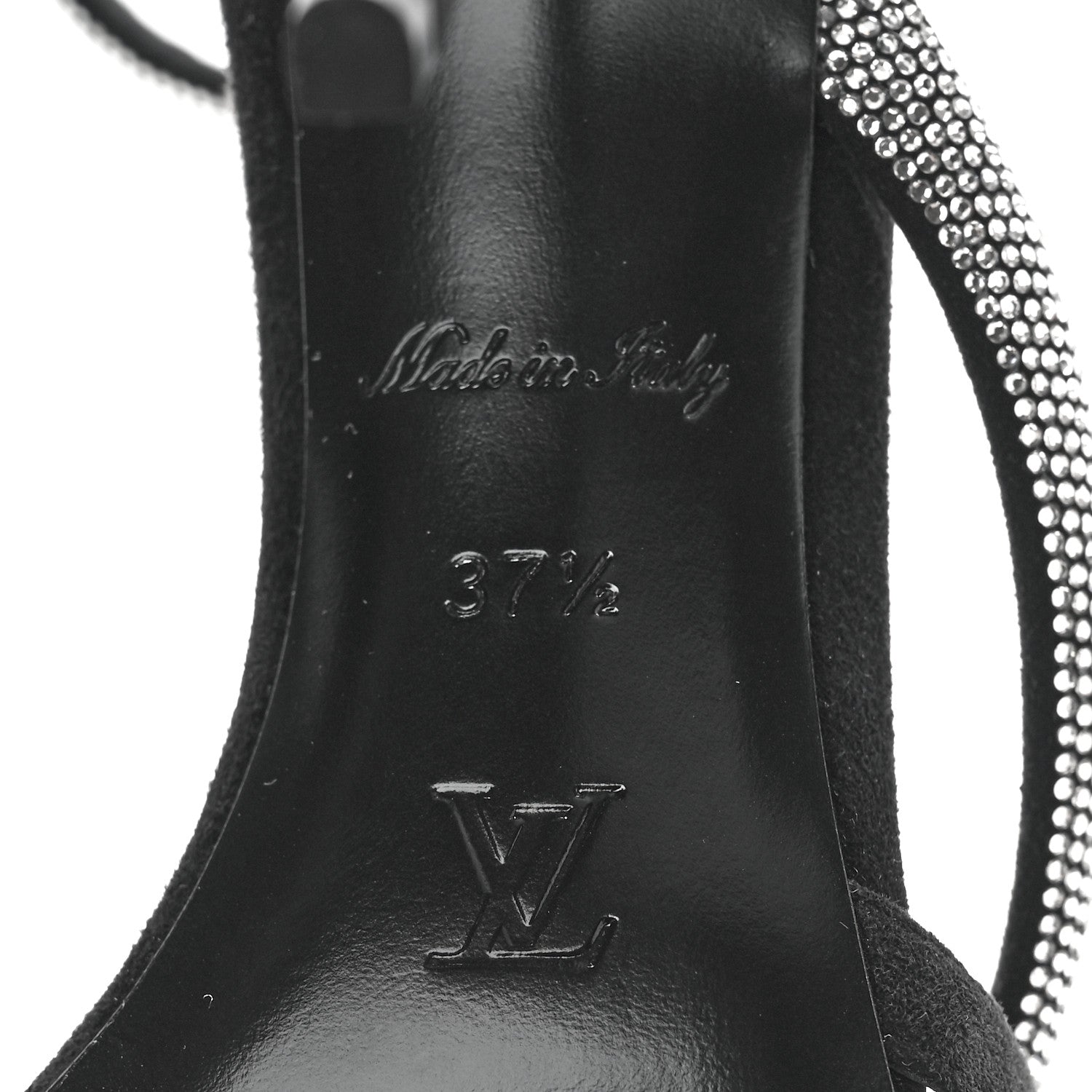 Louis Vuitton Suede Goat Rhinestone Appeal Sandals 37.5 Black 7 of 8