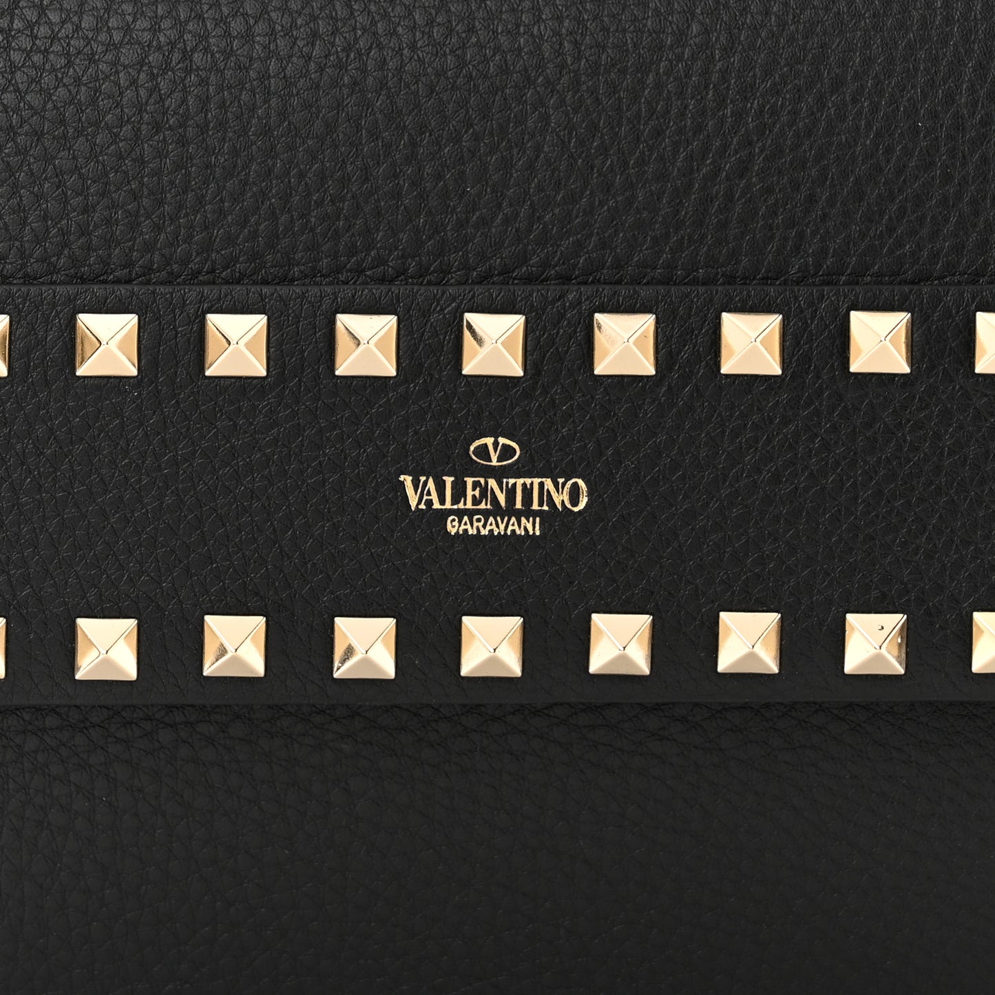 Pebbled Calfskin Rockstud Side Slip Crossbody Black