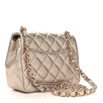 Chanel Metallic Lambskin Perforated Mini Square Flap Gold 3 of 10