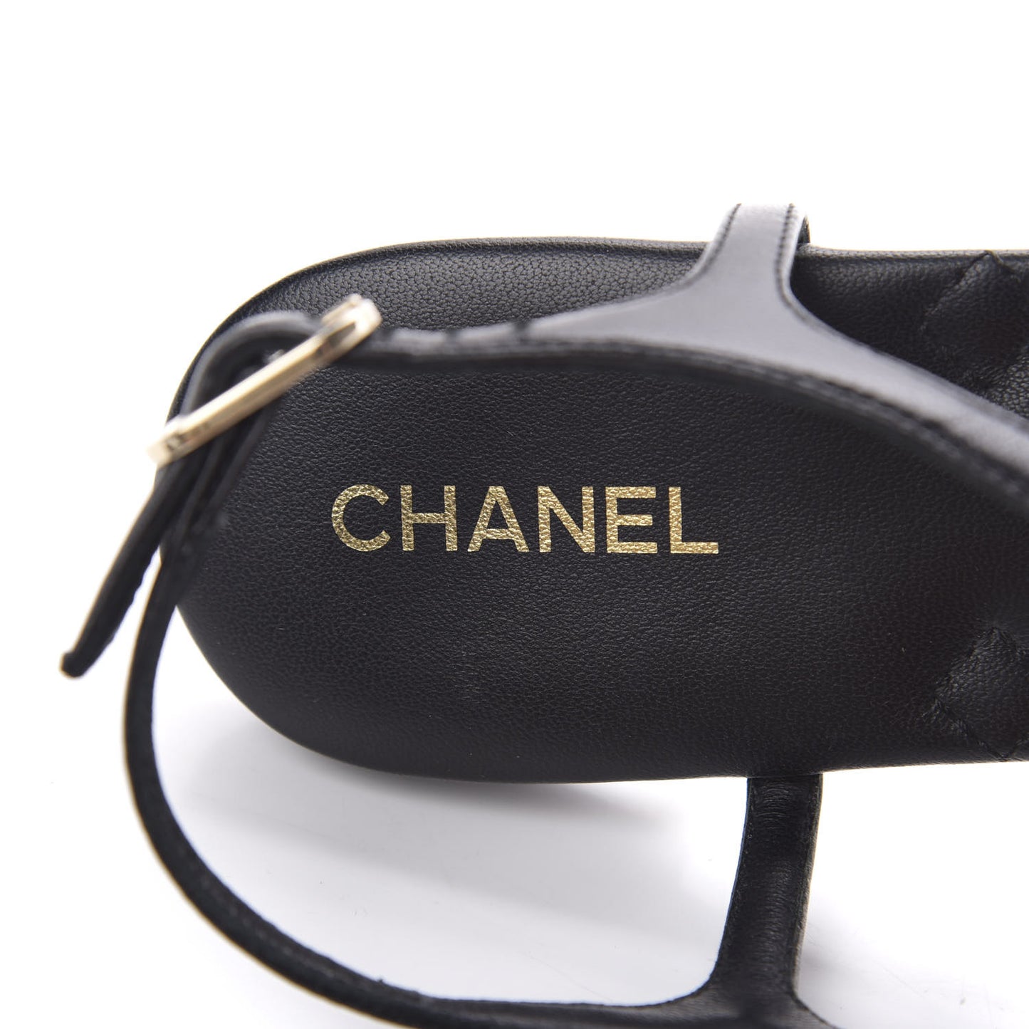Lambskin Chain CC Logo Thong Sandals 37 Black
