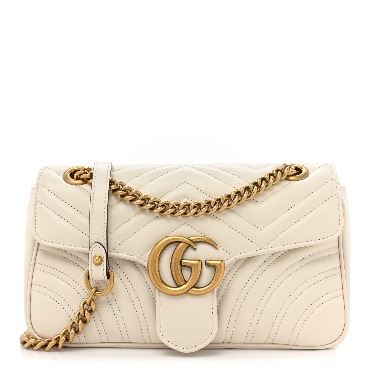 Gucci Calfskin Matelasse Small GG Marmont Shoulder Bag White 1 of 10