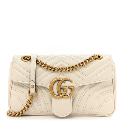 Gucci Calfskin Matelasse Small GG Marmont Shoulder Bag White 1 of 10