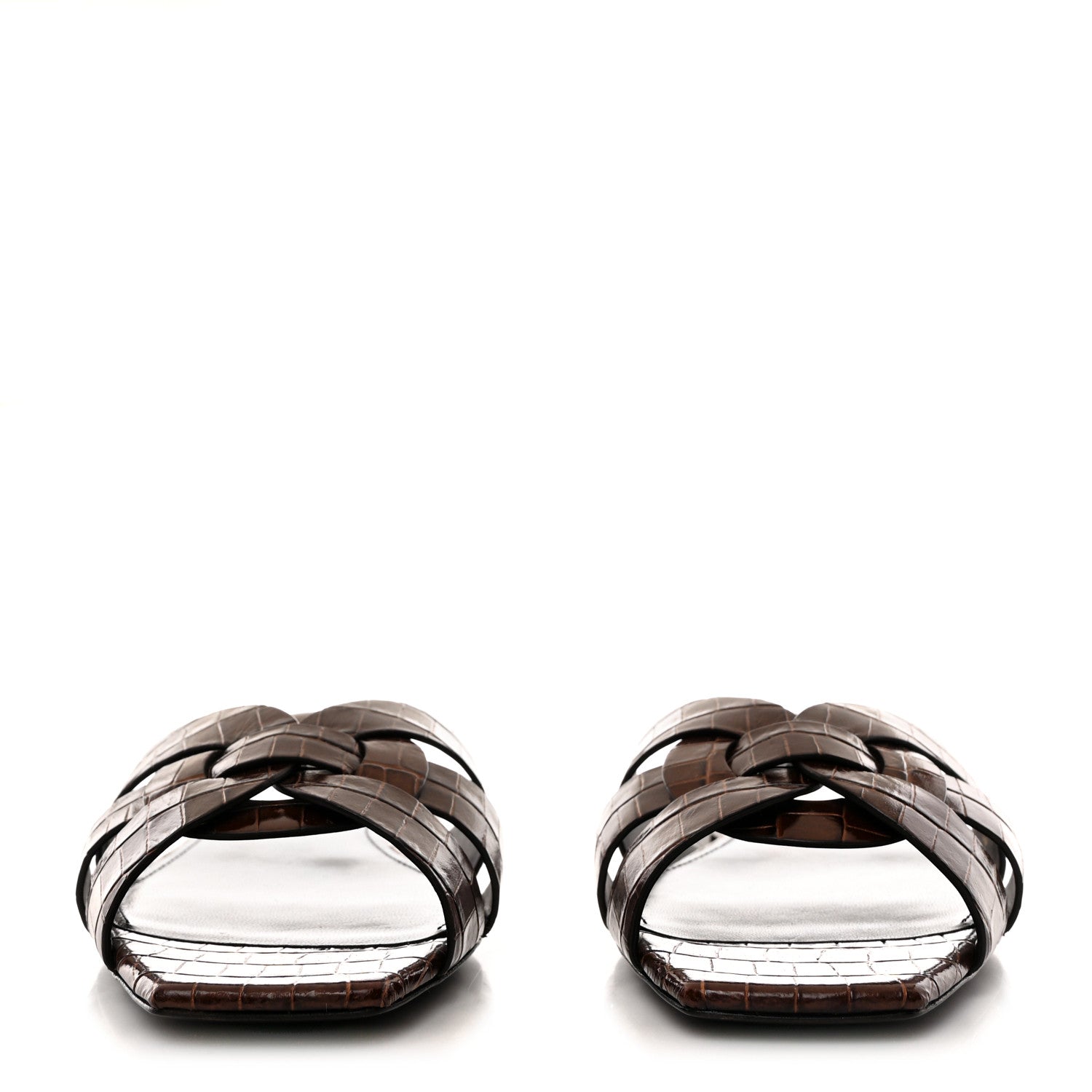 Saint Laurent Patent Croc Embossed Tribute 05 Slide Sandals 36 Moro 2 of 9