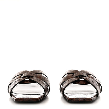 Saint Laurent Patent Croc Embossed Tribute 05 Slide Sandals 36 Moro 2 of 9