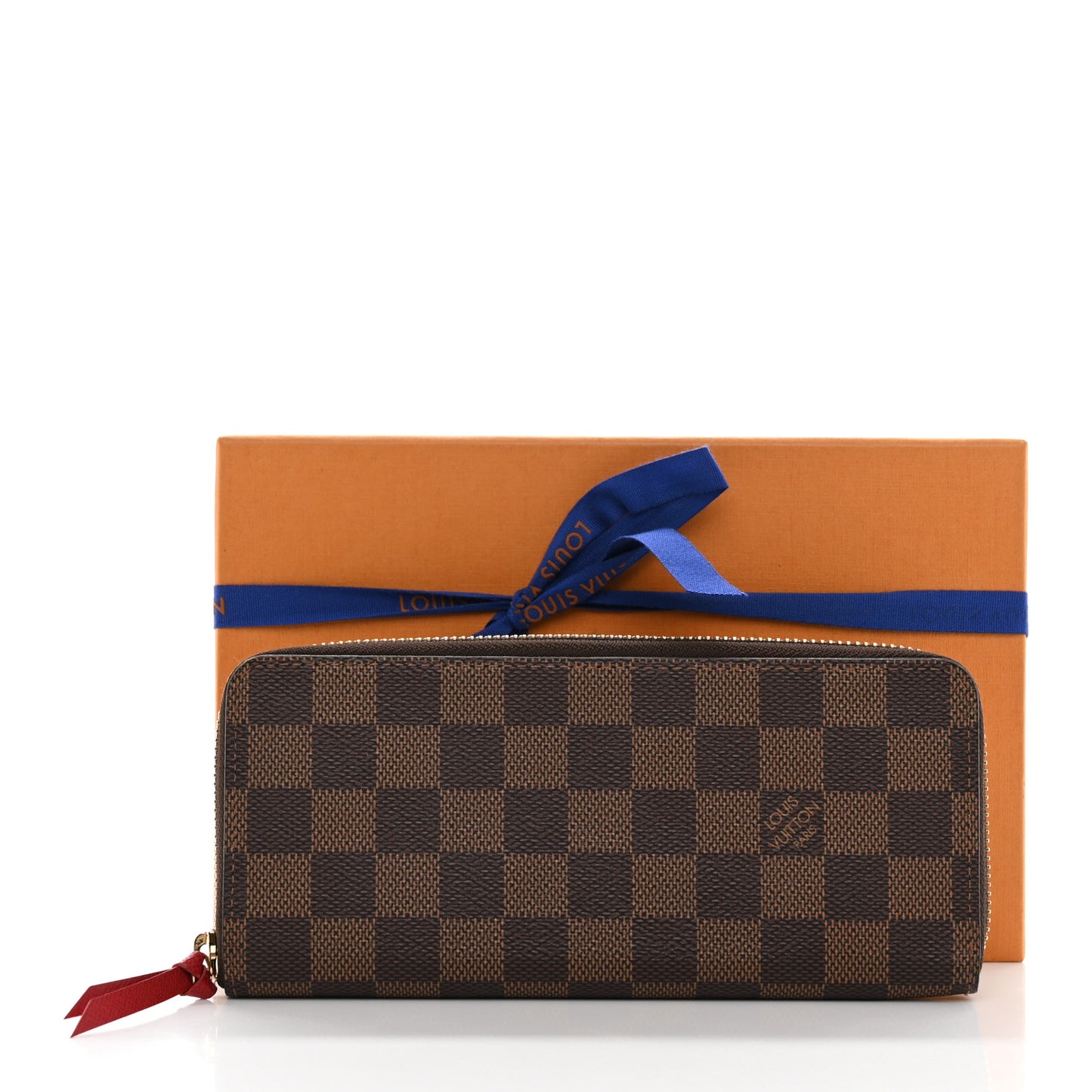 Damier Ebene Clemence Wallet Cherry
