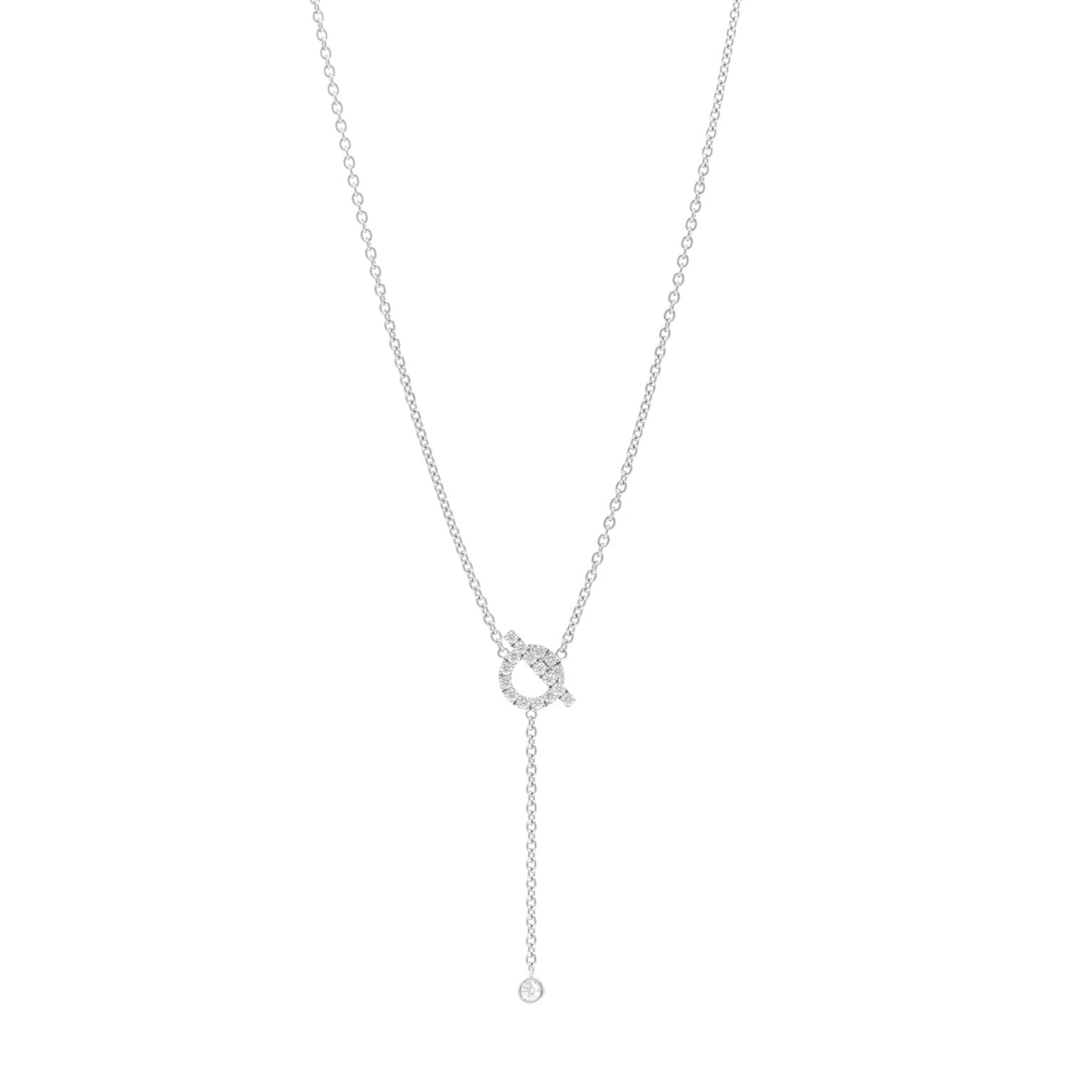 Hermes 18K White Gold Diamond Finesse Lariat Necklace 1 of 6