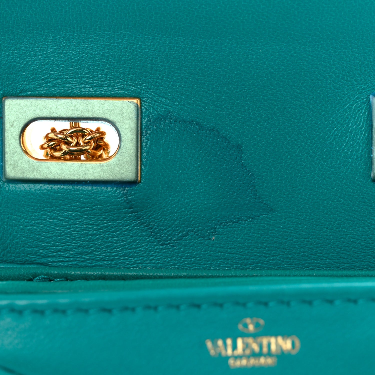 Valentino Garavani Nappa Micro One Stud Chain Bag Ultra Marine Green 12 of 13