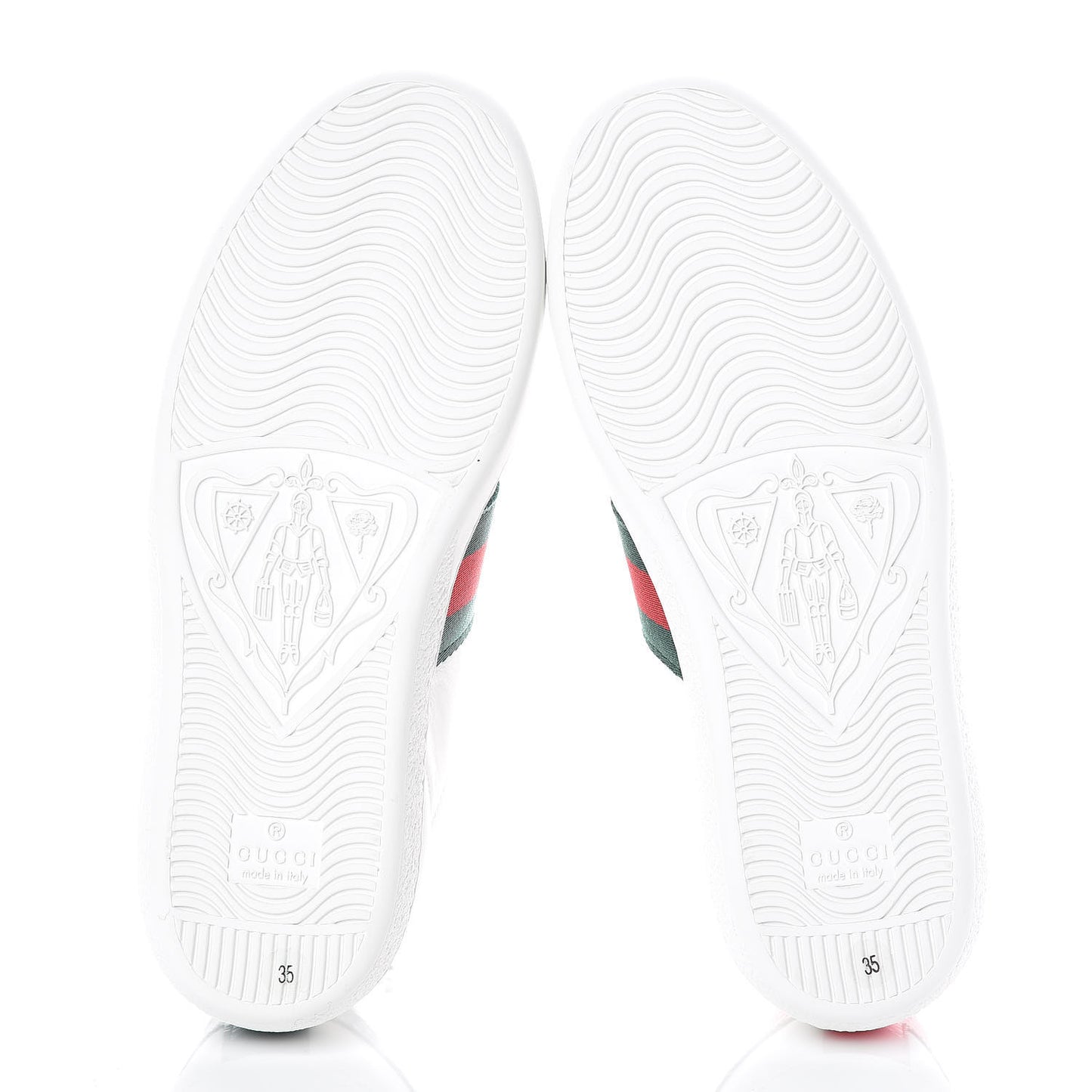 Calfskin Ayers Bee Embroidered Womens Ace Sneakers 35 White Green