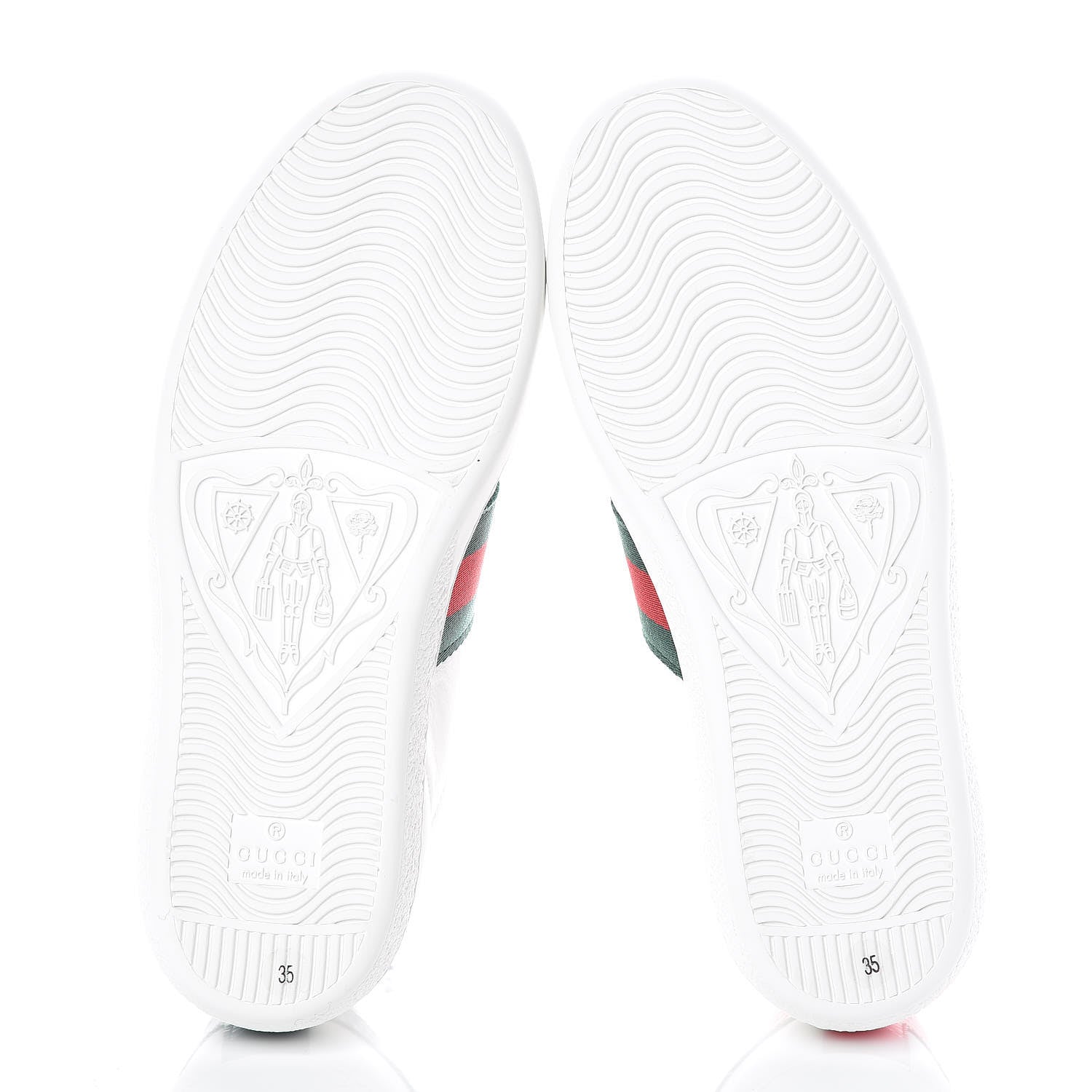 Gucci Calfskin Ayers Bee Embroidered Womens Ace Sneakers 35 White Green 5 of 9
