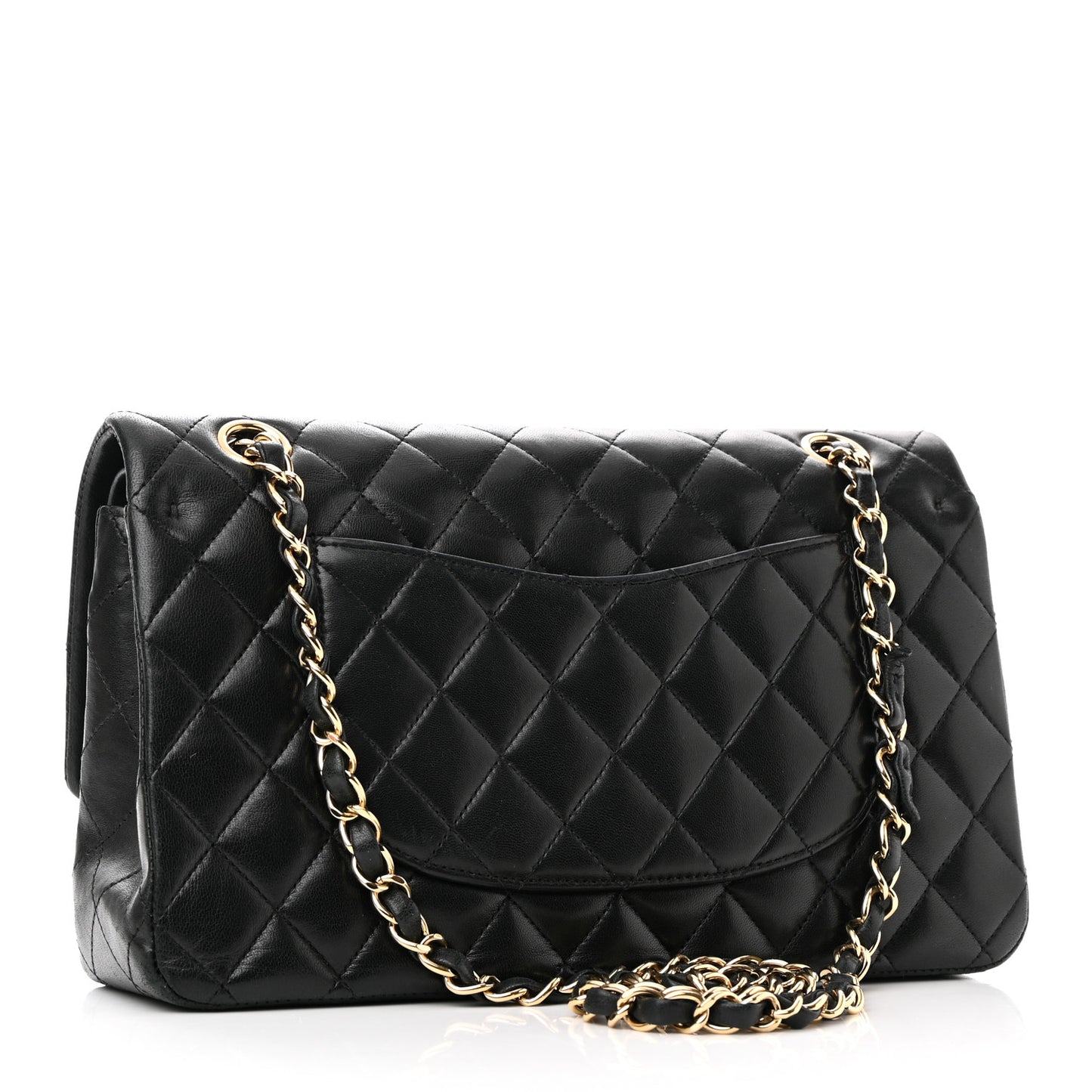 Lambskin Quilted Medium Double Flap Black