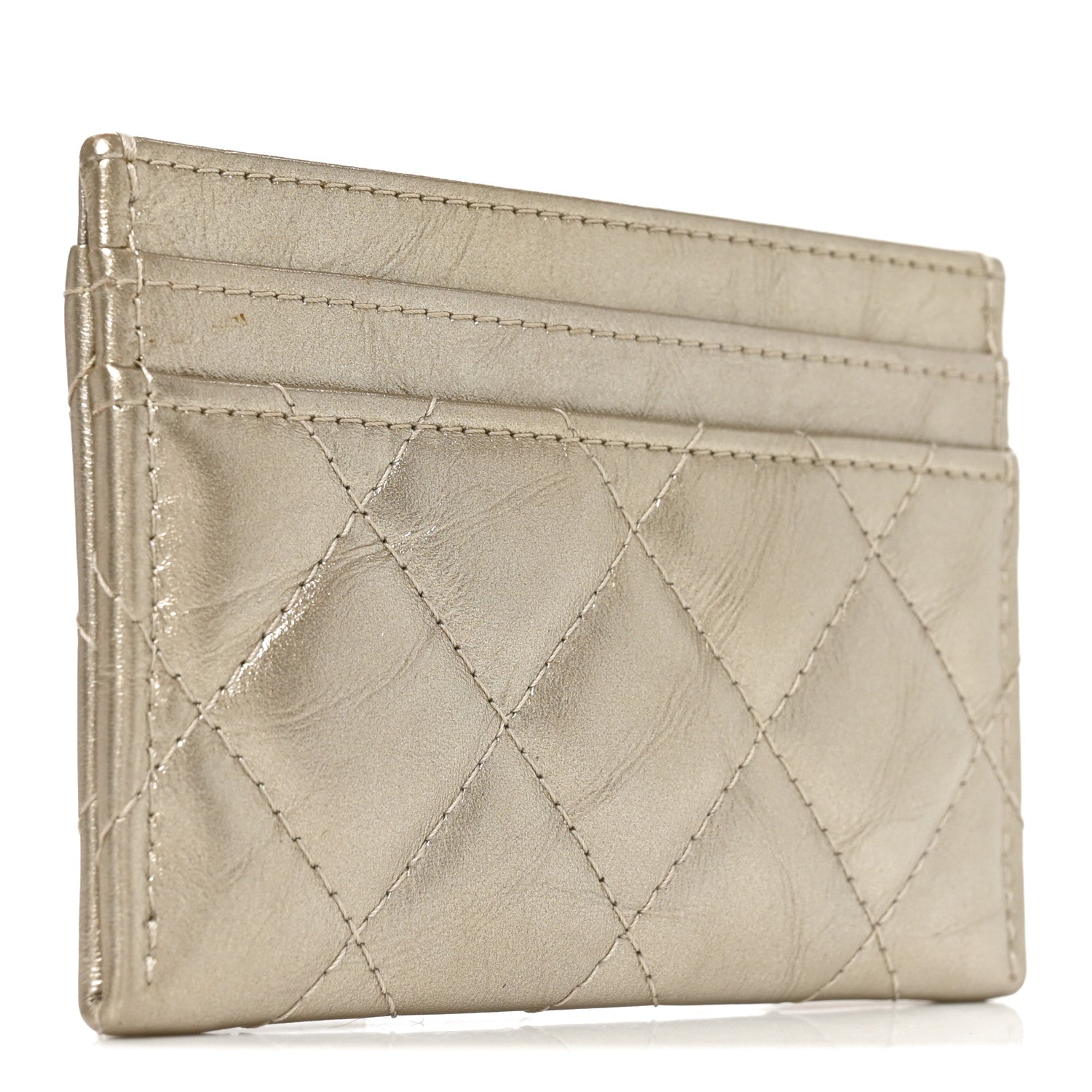 Chanel Metallic Aged Calfskin Quilted Reissue Card Holder Gold 3 of 7