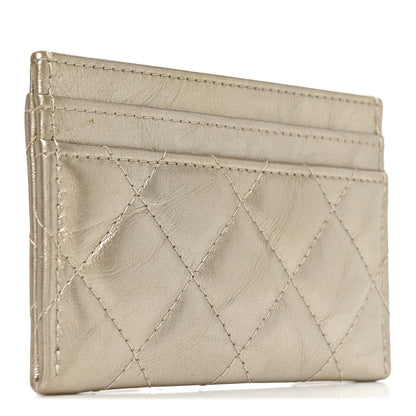 Chanel Metallic Aged Calfskin Quilted Reissue Card Holder Gold 3 of 7