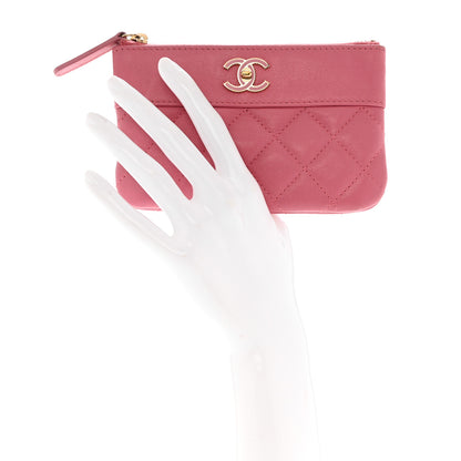 Chanel Sheepskin Quilted Small Mademoiselle Vintage Zip Pouch Dark Pink 2 of 9