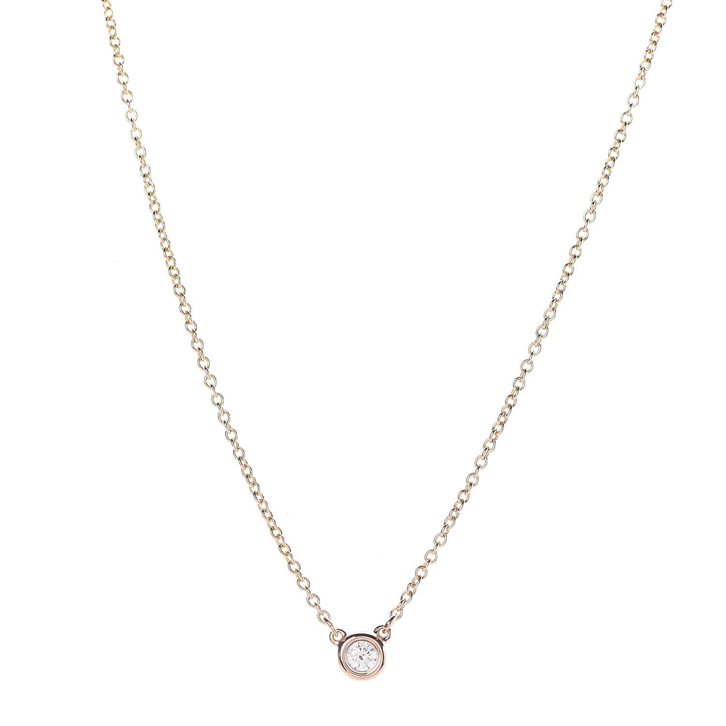 18K Rose Gold Diamond .07ct Elsa Peretti Diamonds by the Yard Pendant Necklace