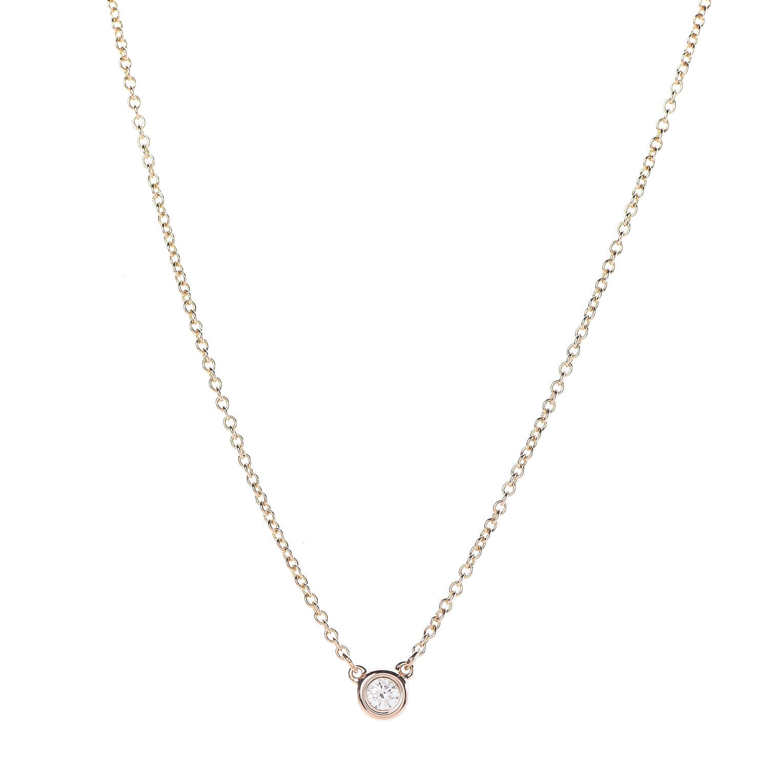 Tiffany 18K Rose Gold Diamond .07ct Elsa Peretti Diamonds by the Yard Pendant Necklace 1 of 5