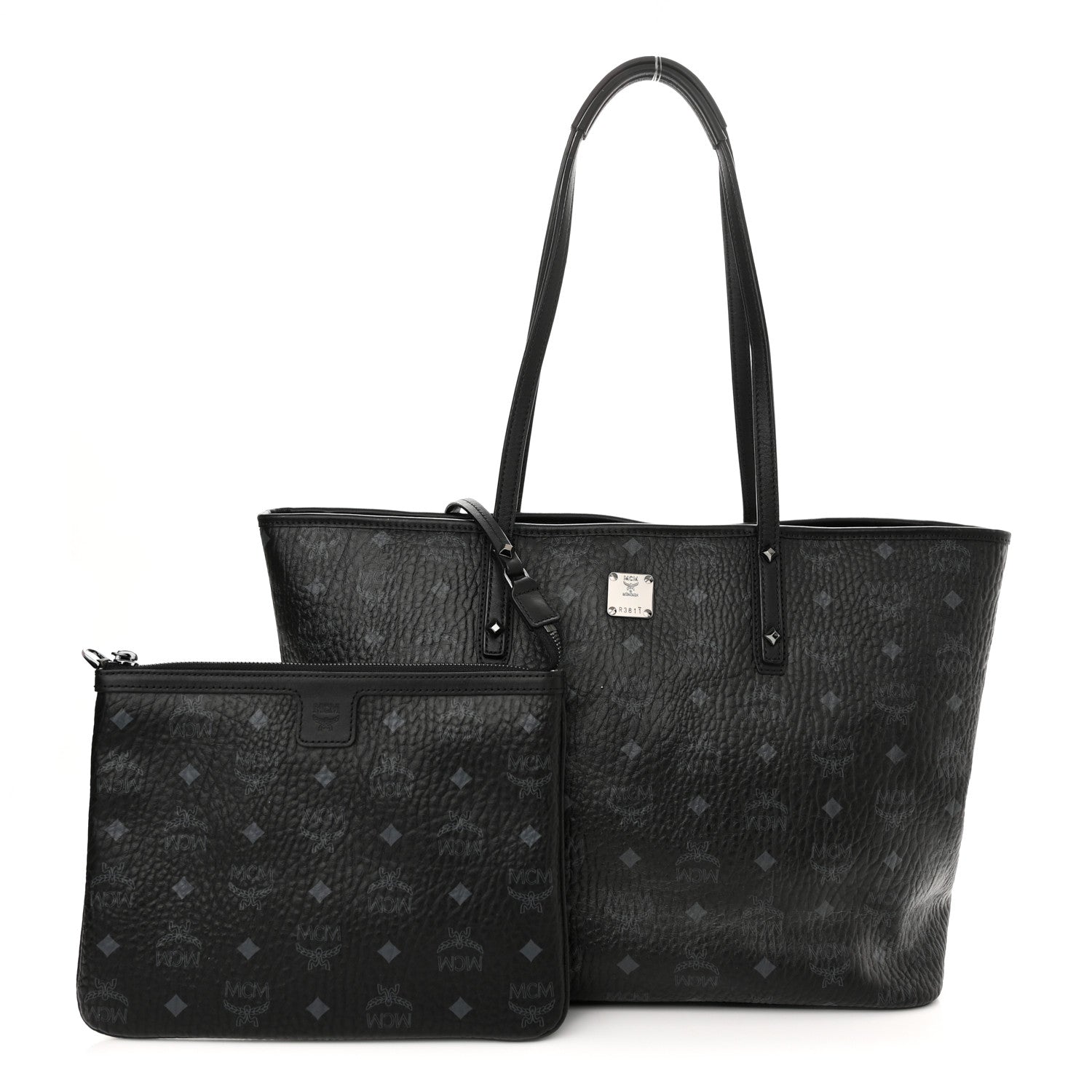 MCM Visetos Medium Anya Shopper Tote Black 1 of 11