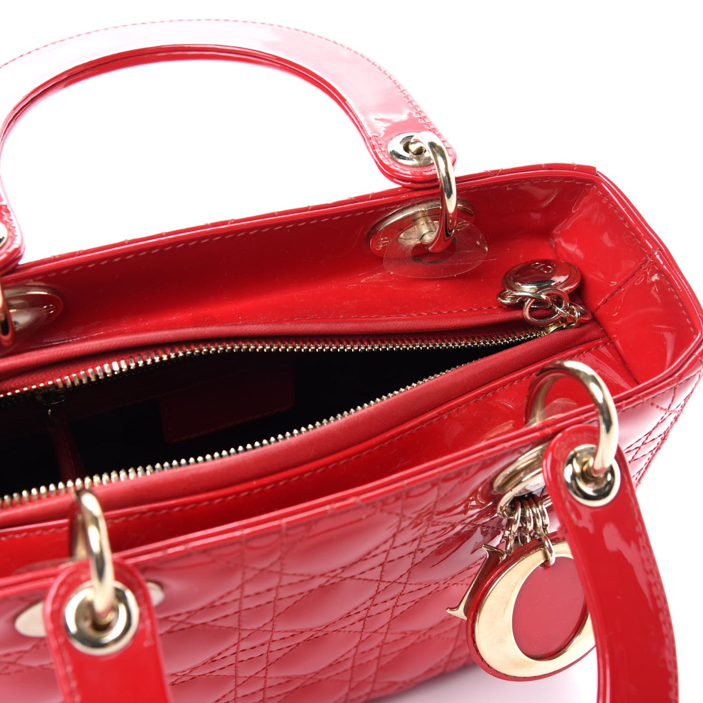 Patent Cannage Medium Lady Dior Red