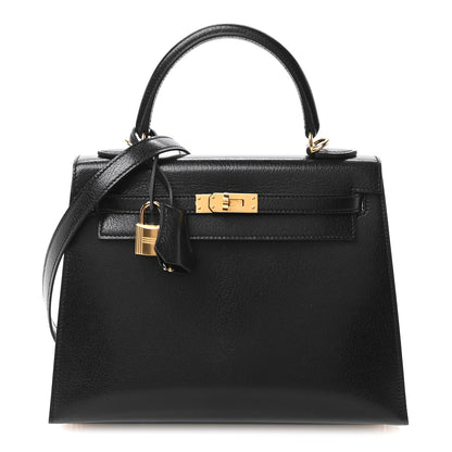 Hermes Chevre Chamkila Kelly Sellier 25 Black 1 of 10