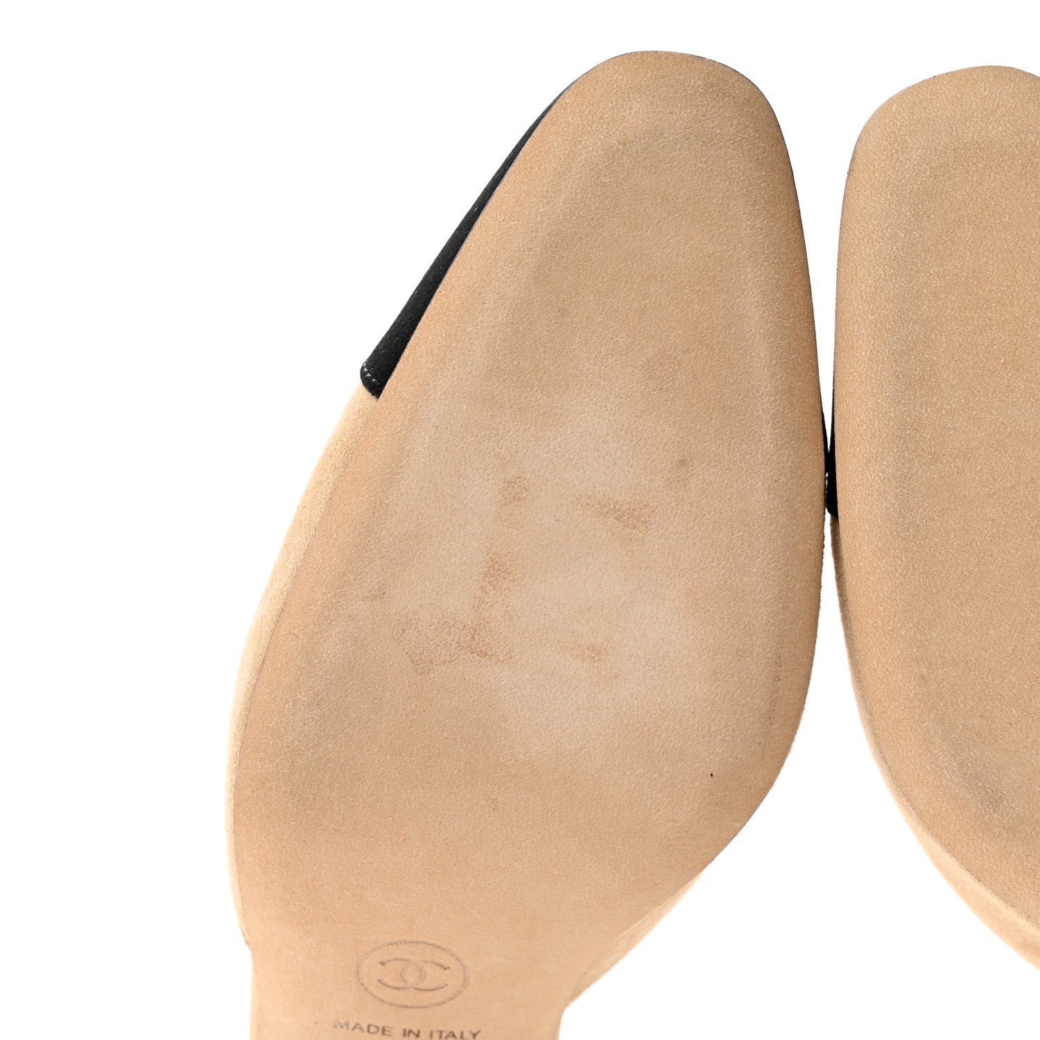 Chanel Suede Cap Toe CC Slingback Pumps 35 Beige Black 9 of 13