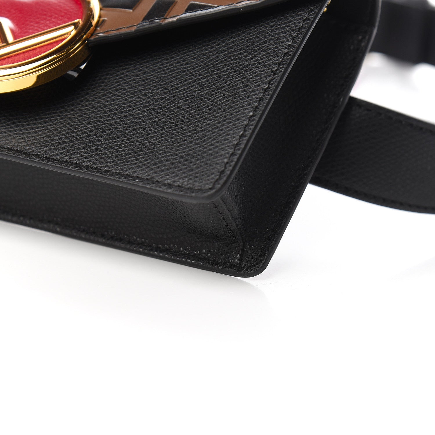 Fendi Vitello Cruise F is Fendi Bi-Color FF 1974 Embossed Envelope Belt Bag Maya Black 11 of 13
