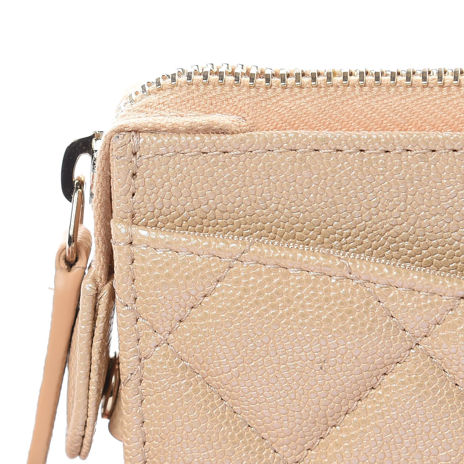 Chanel Iridescent Caviar Quilted Classic Pouch With Handle Beige 8 of 10