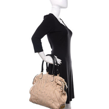 Valentino Garavani Lambskin Pleated Studded Maizeon Tote Beige 2 of 16