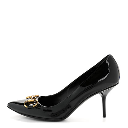 Gucci Patent Calfskin Horsebit Pumps 39 Black 1 of 12