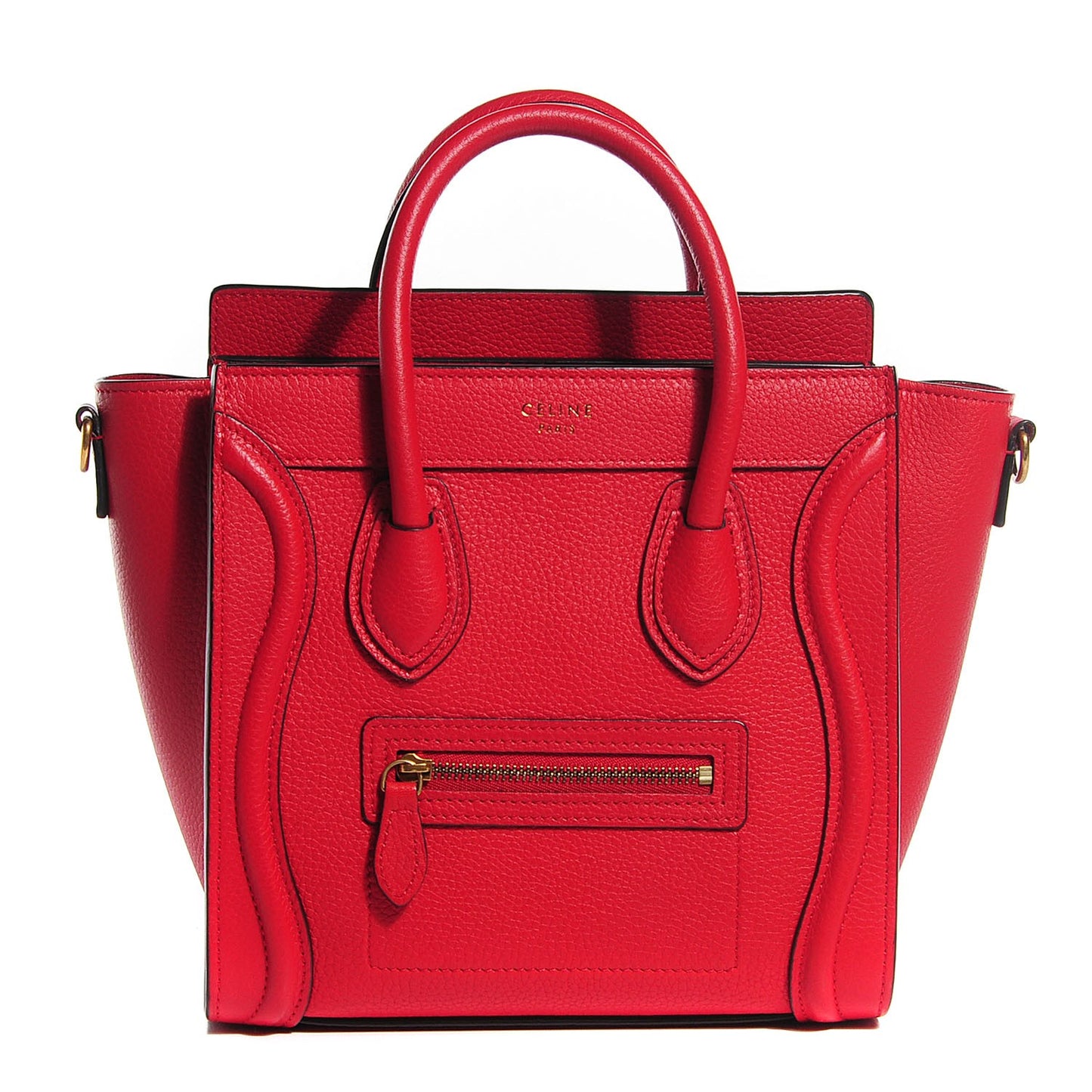 Drummed Calfskin Nano Luggage Coquelicot
