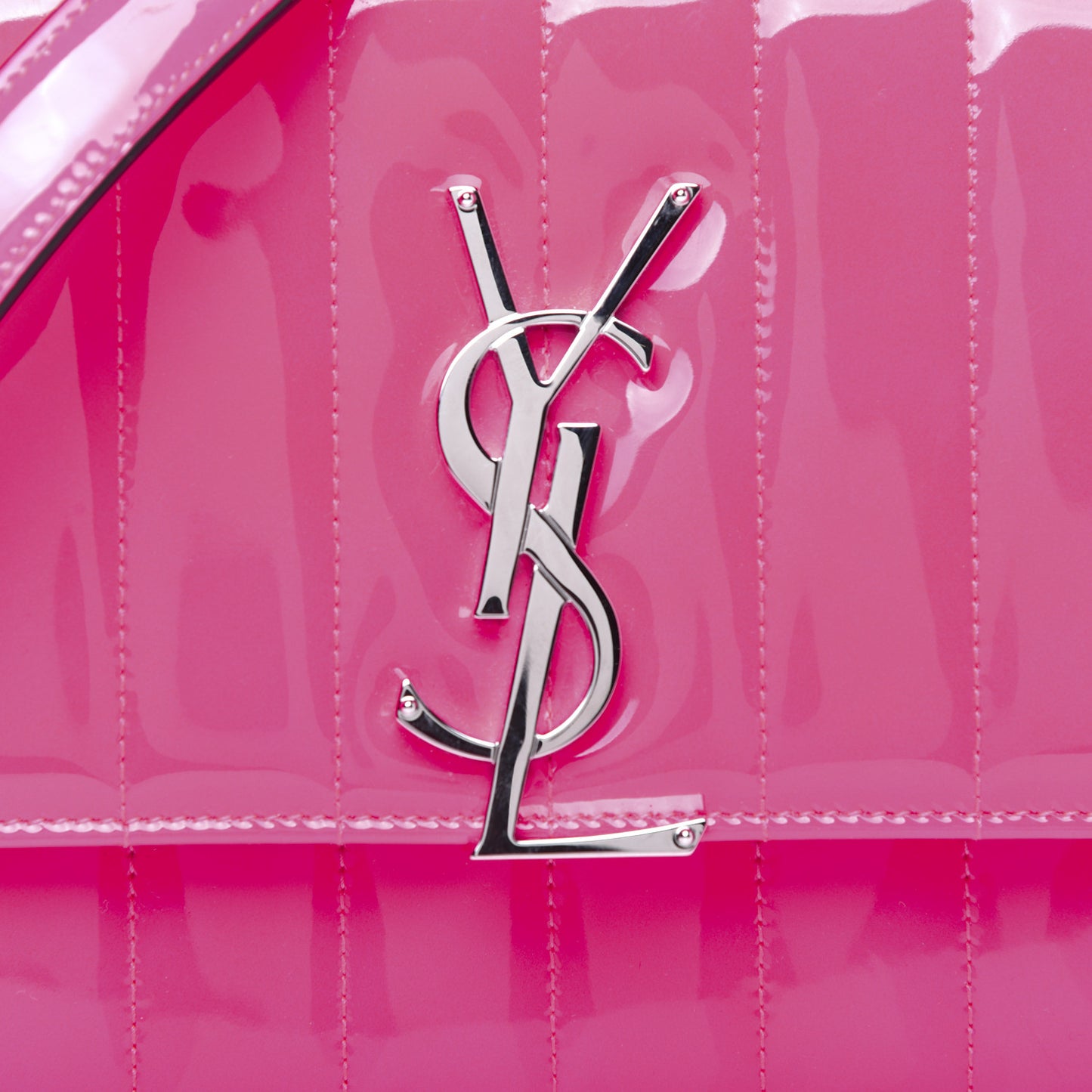 Patent Calfskin Matelasse Monogram Vicky Chain Wallet Pink