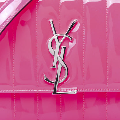 Saint Laurent Patent Calfskin Matelasse Monogram Vicky Chain Wallet Pink 9 of 10
