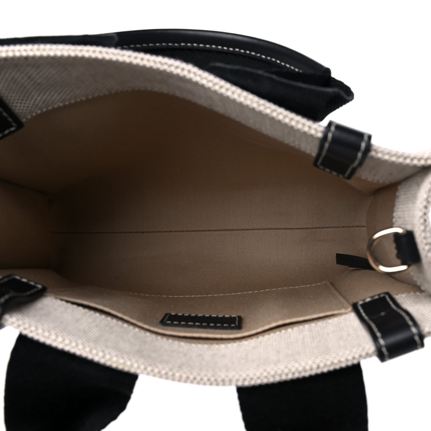 Cotton Calfskin Small Woody Ribbon Tote With Strap Black Blue
