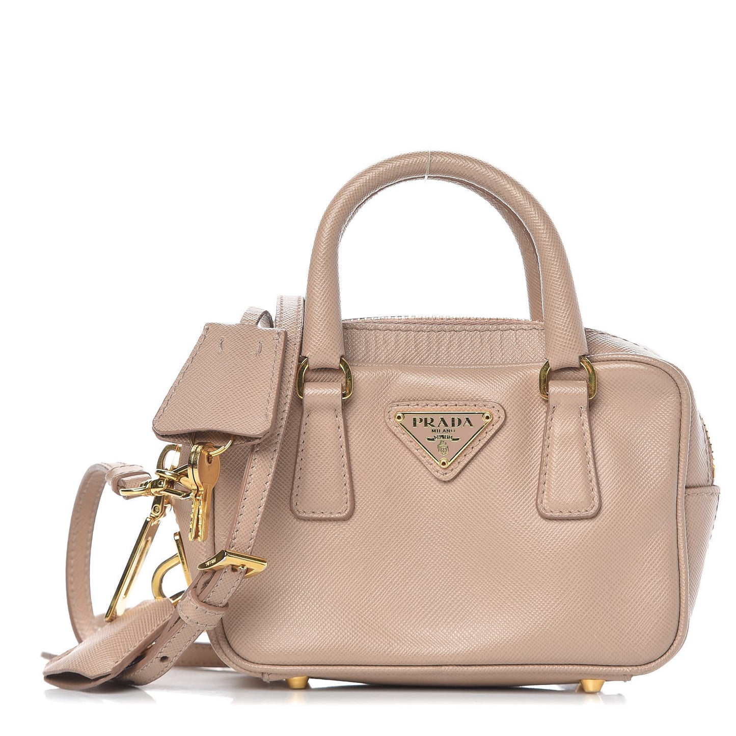 Saffiano Lux Mini Top Handle Crossbody Cammeo