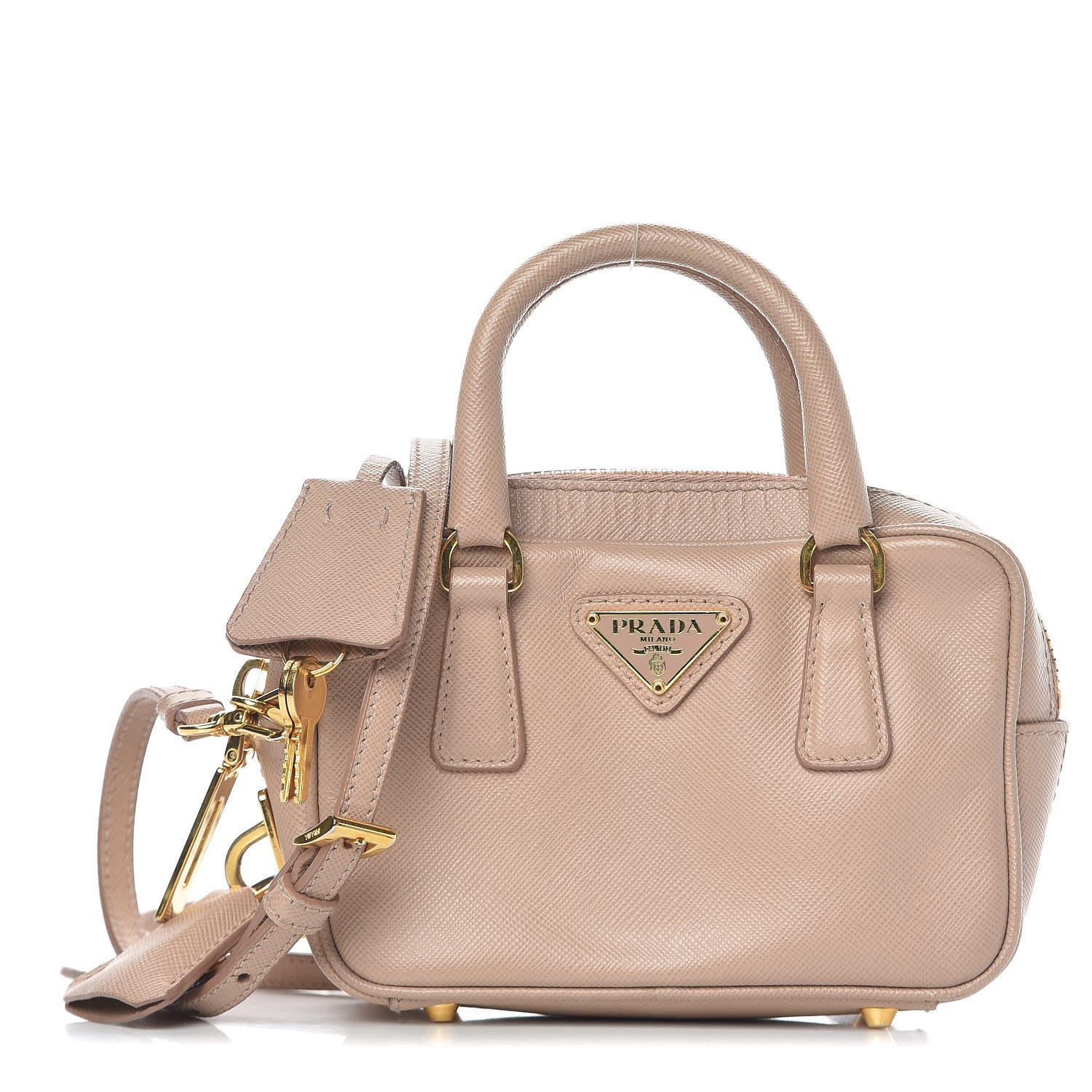 Prada Saffiano Lux Mini Top Handle Crossbody Cammeo 1 of 12