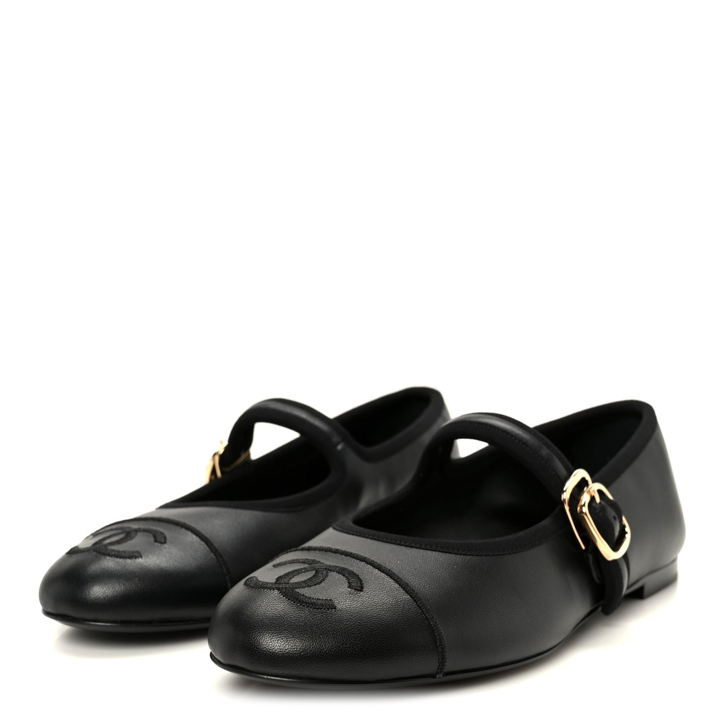 Lambskin Mary Jane Flats 37 Black