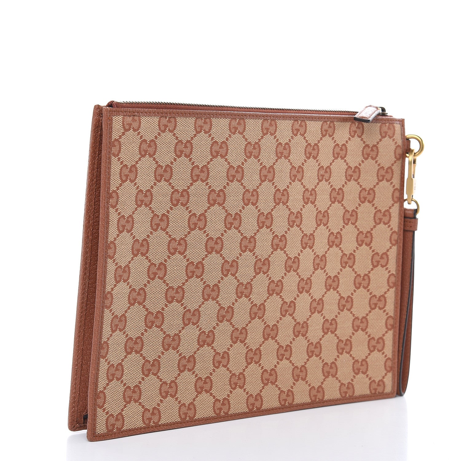 Gucci X MLB GG Monogram NY Yankees Zip Wristlet Pouch Beige Ruggine Ivory 3 of 10