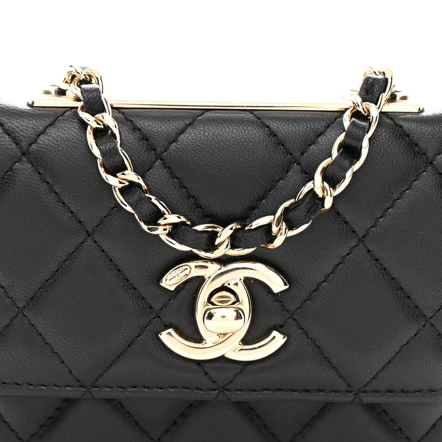 Chanel Lambskin Quilted Trendy CC Card Holder On Chain Black 9 of 11