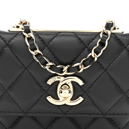Chanel Lambskin Quilted Trendy CC Card Holder On Chain Black 9 of 11
