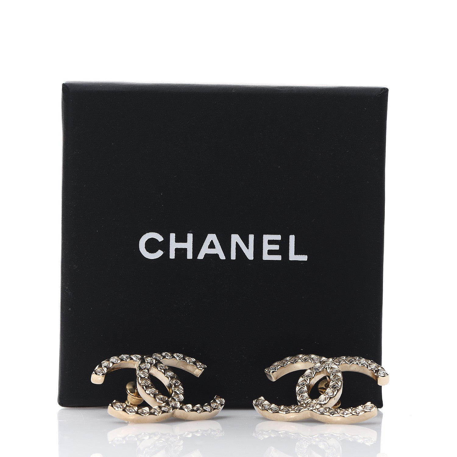Chanel Baguette Crystal High Society CC Earrings Gold 5 of 5
