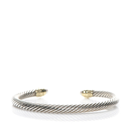 David Yurman Sterling Silver 14K Yellow Gold Pearl 5mm Cable Classics Petite Color Bracelet 3 of 4