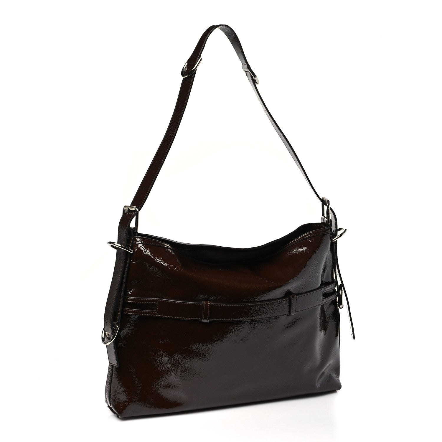 Givenchy Shiny Patent Calfskin Medium Voyou Bag Ebony Brown 3 of 10
