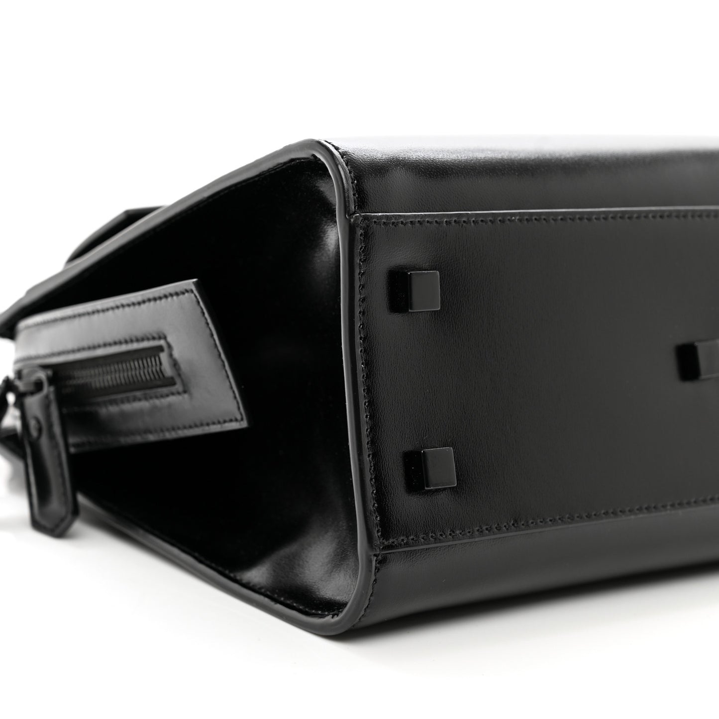 Shiny Calfskin Small Uptown Tote Black