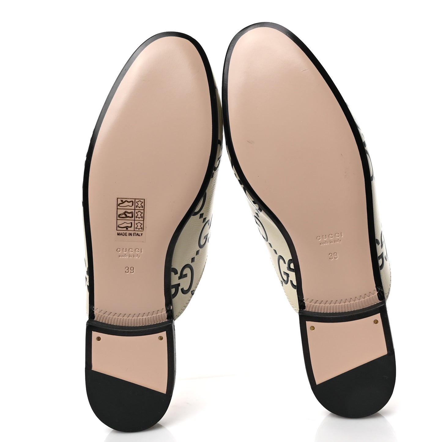 Azalea Calfskin GG Monogram Bi-Color Debossed Womens Princetown Slippers 39 White Black