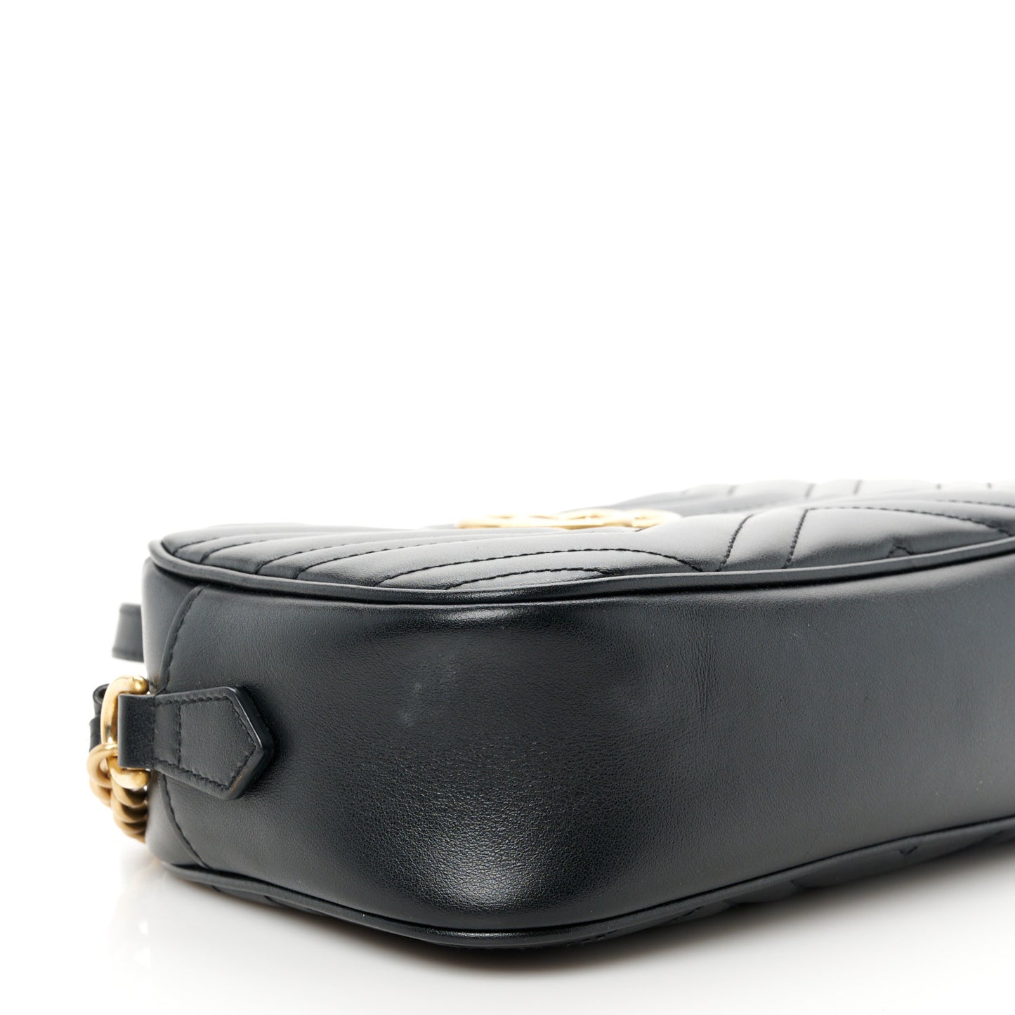 Calfskin Matelasse Small GG Marmont Chain Shoulder Bag Black
