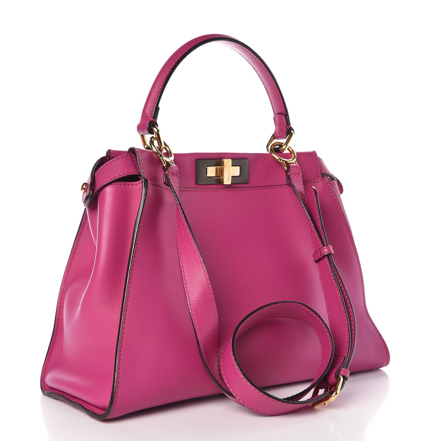 Fendi Vitello Seta Medium Peekaboo Iconic Satchel Magenta 4 of 7