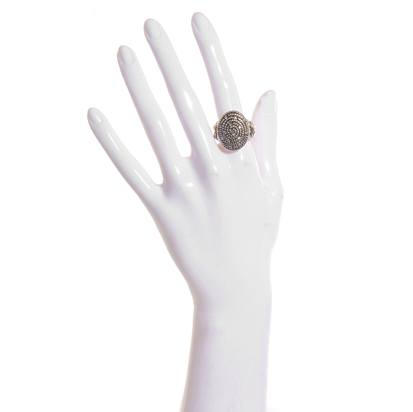 Sterling Silver Diamond Cable Coil Ring 8