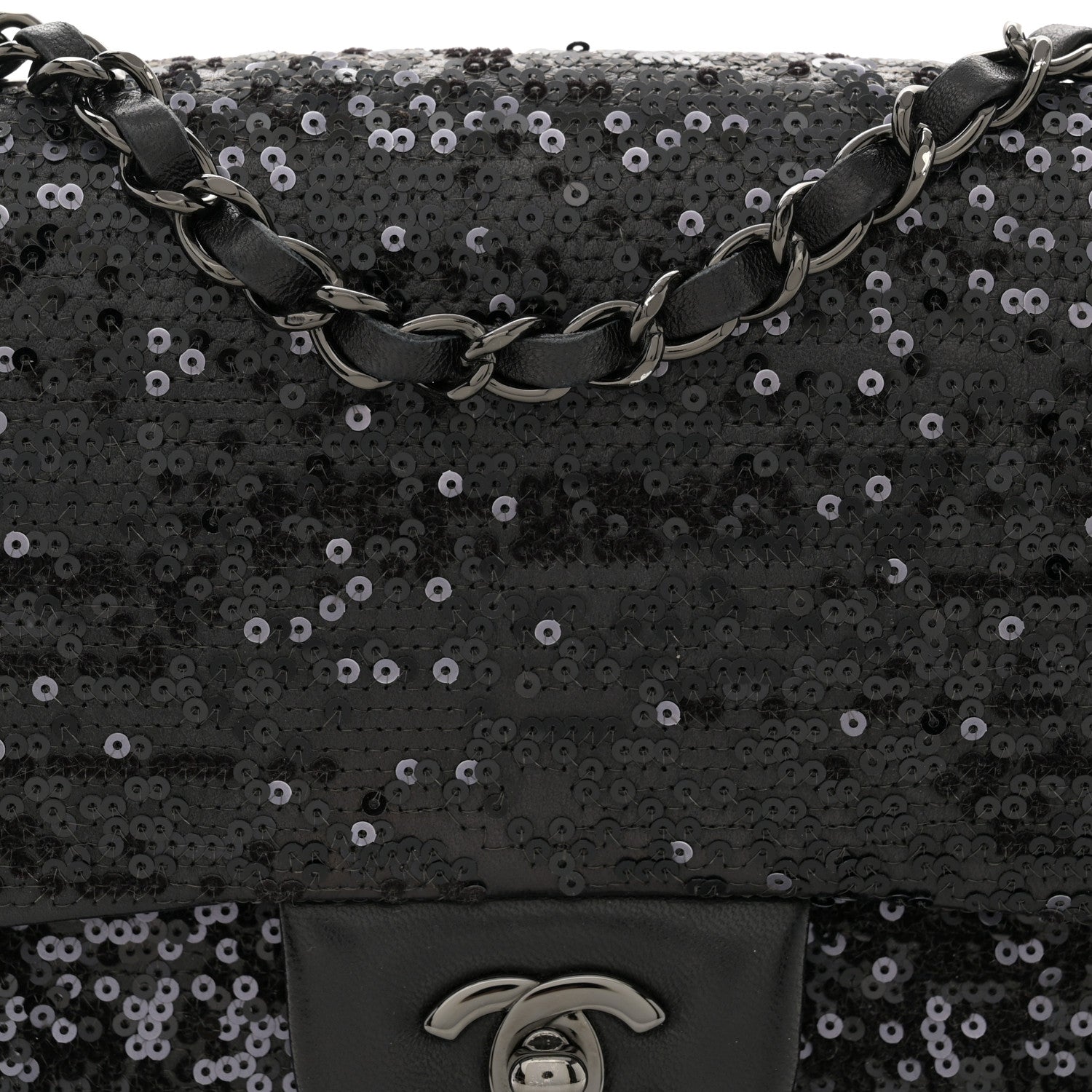 Chanel Sequin Lambskin Medium Moonlight on Water Flap Black 8 of 11