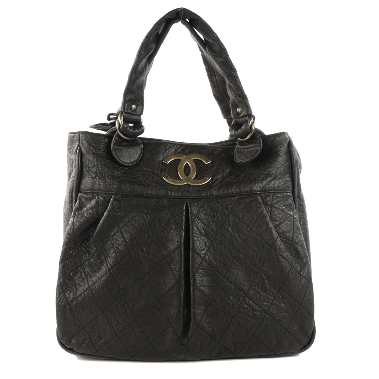 Distressed Lambskin Le Marais Tote Black