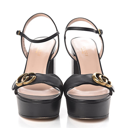 Gucci Calfskin GG Marmont Ankle Wrap 30/115mm Platform Sandals 36.5 Black 2 of 13