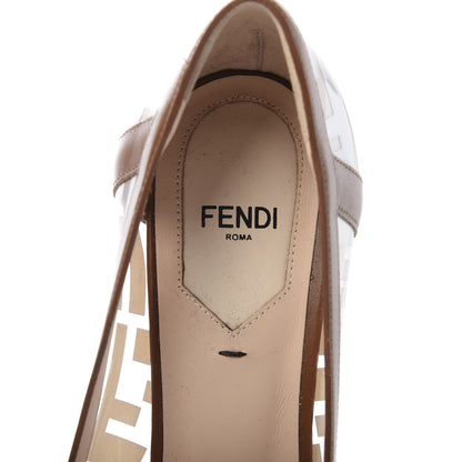 Fendi PVC Calfskin FF Colibri High-Heel Pumps 39 White Cuoio 8 of 9